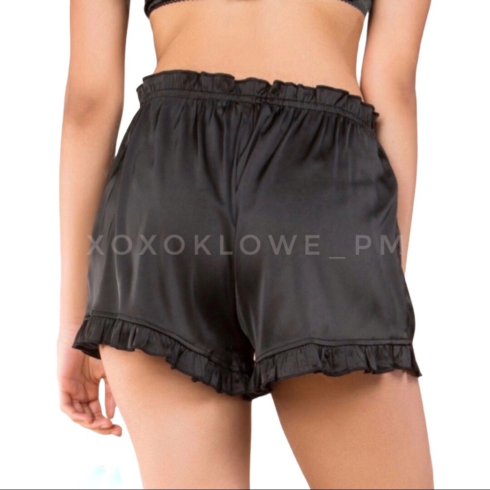POL Black Silky Satin Ruffled Trim Shorts - Picture 9 of 11